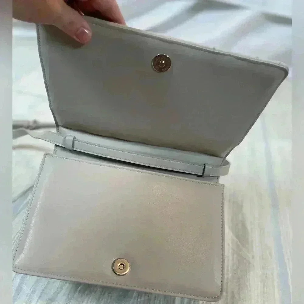 H&M Stella Crossbody shoulder bag‎ purse quilted beige snap classic blogger coco